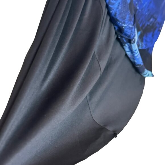 Anne Klein Large Long-Sleeve Lined Dress Abstract Print Blue Black Polyester - Picture 9 of 12